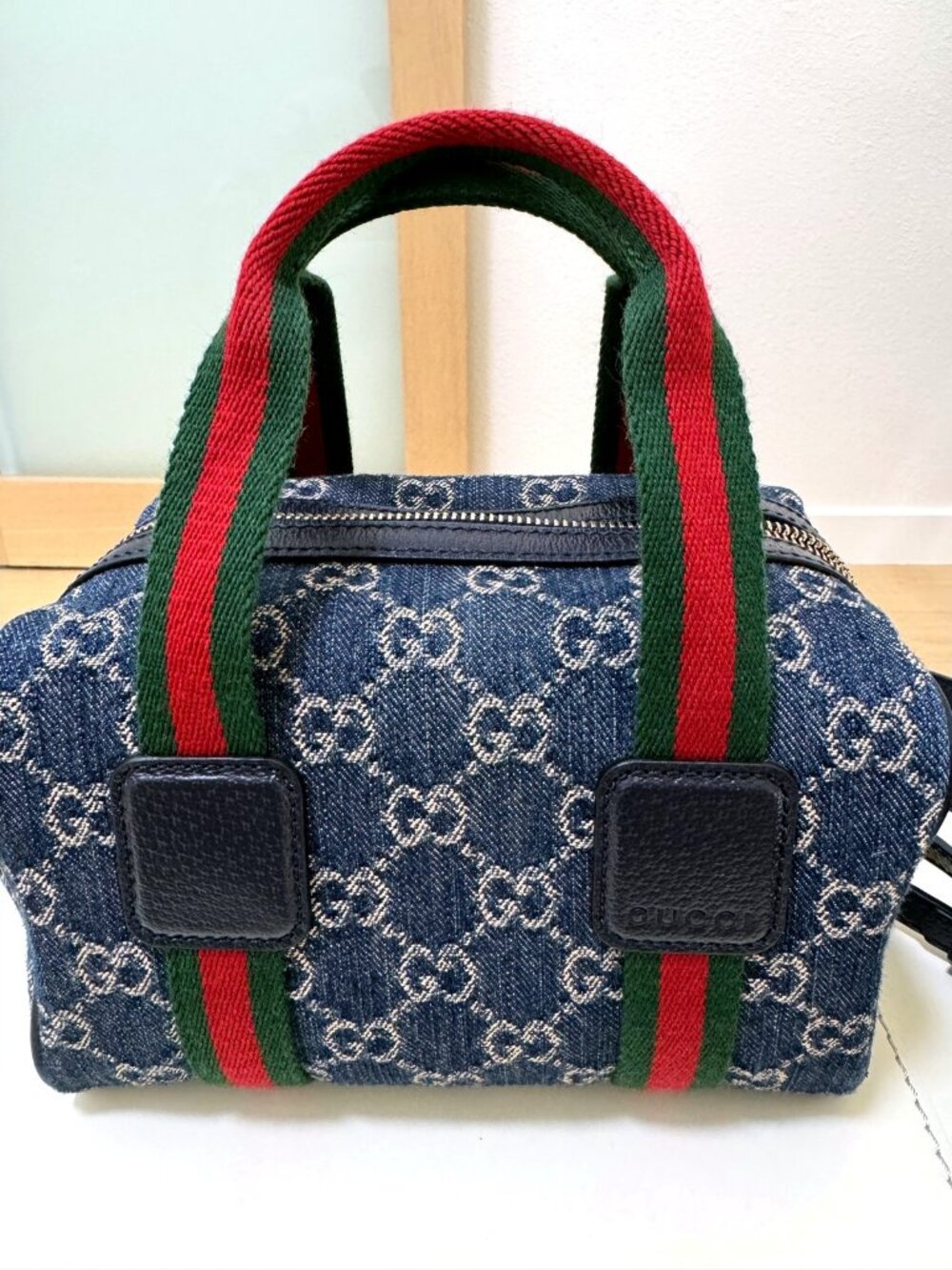 Gucci Mini Boston Bag GG Denim Web Handles
